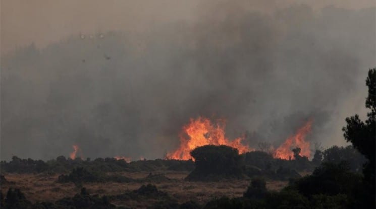 HUGE WILDFIRE CLOSES IN ON ATHENS AND NATURE RESERVE